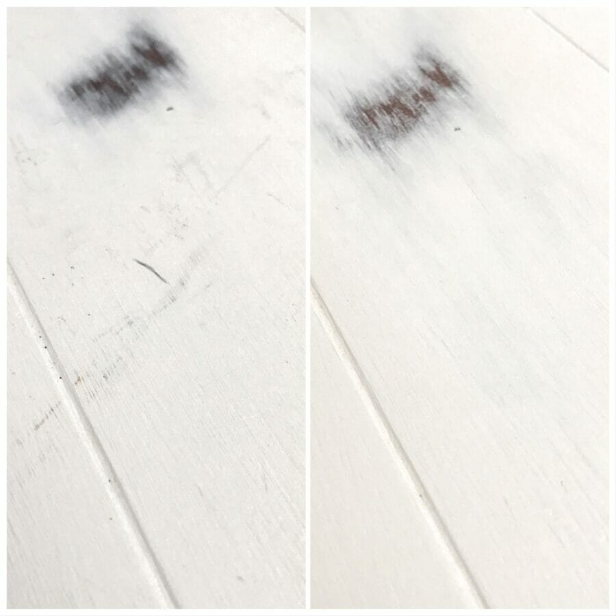 before and after of scratches on table