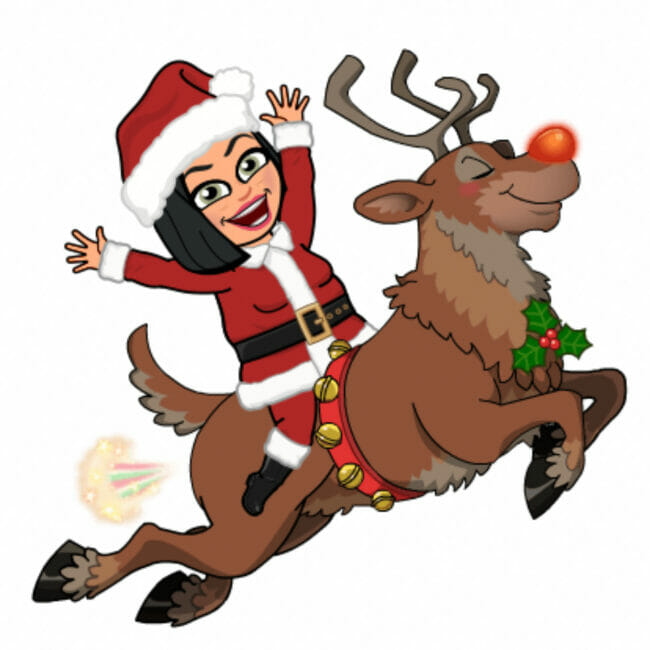 my bitmoji santa on reindeer