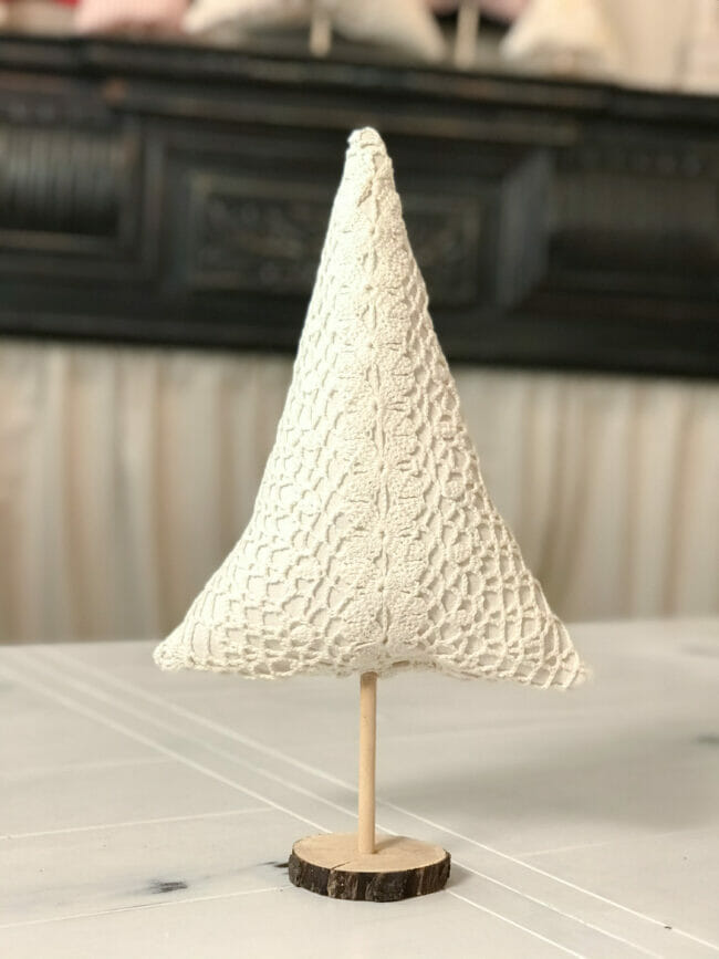 vintage crocheted fabric Christmas tree