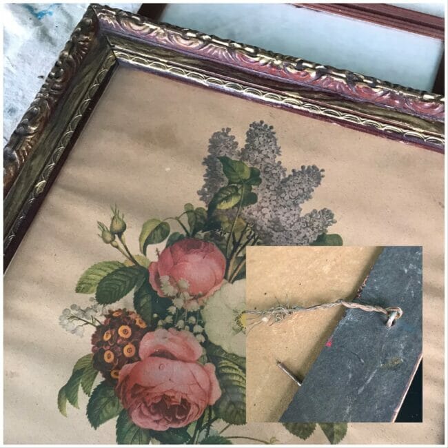 dark vintage frame with rose print