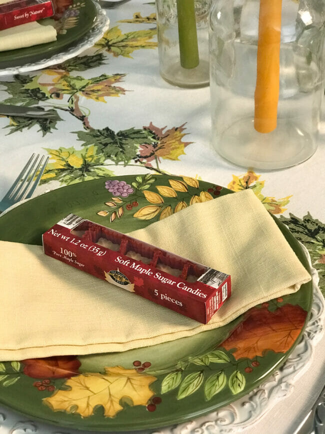 fall plate with box of candy