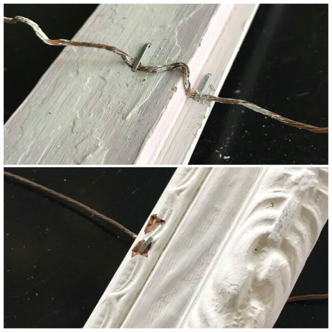 frame edges with wire and staples