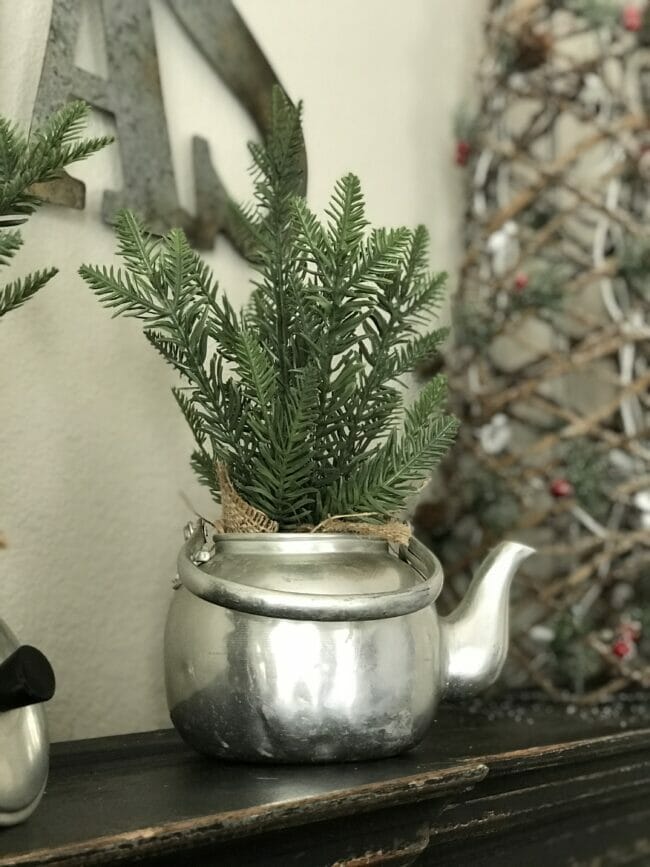 old tea pot with pin tree and 