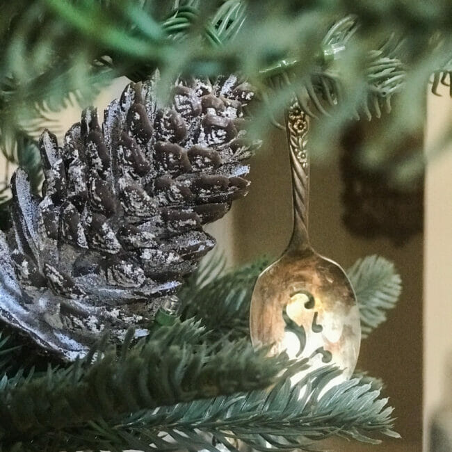 pinecone and spoon in Christmas Tree