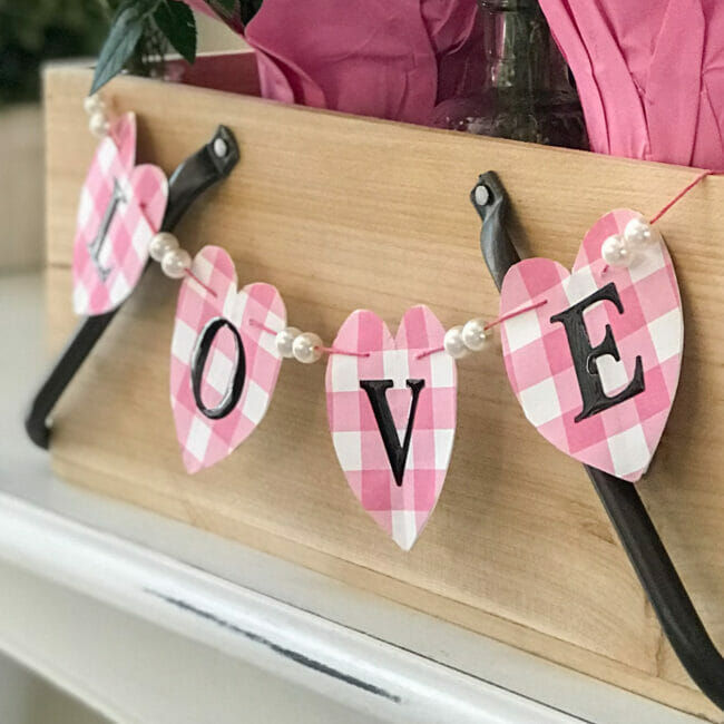 Close up of LOVE sign on tool caddy