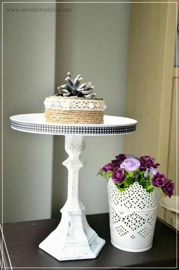 tiered tray with box and flowers