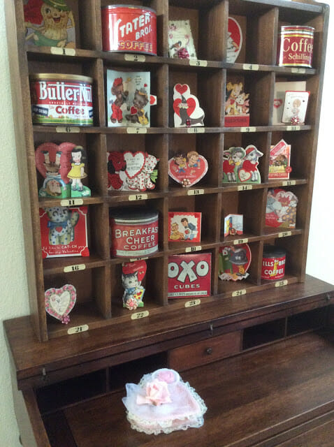 vintage chest with valentine DIY's