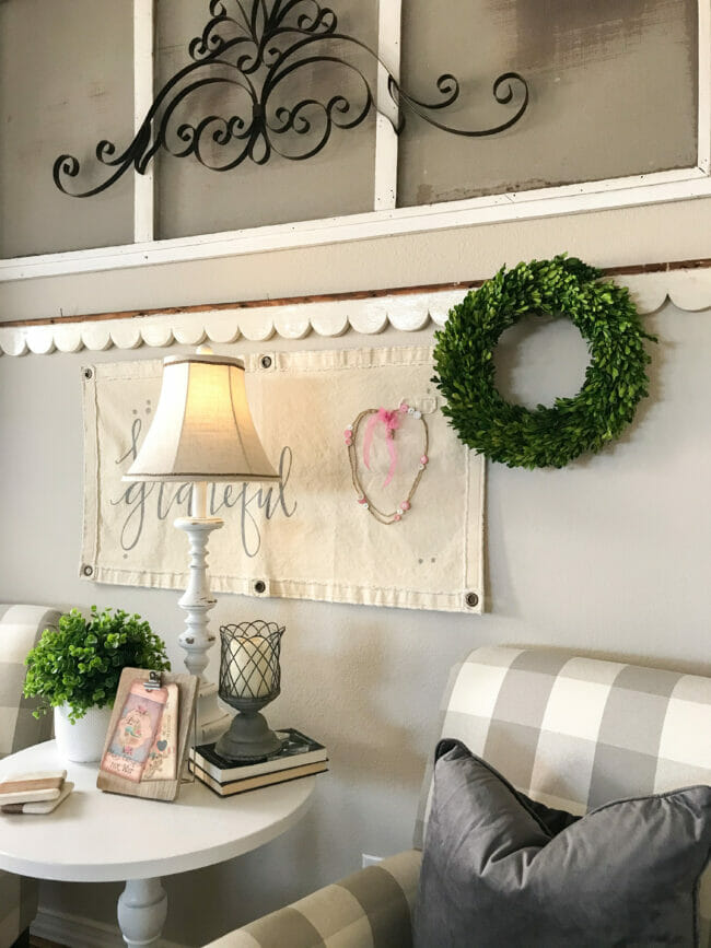 full wall with heart wreath on canvas print