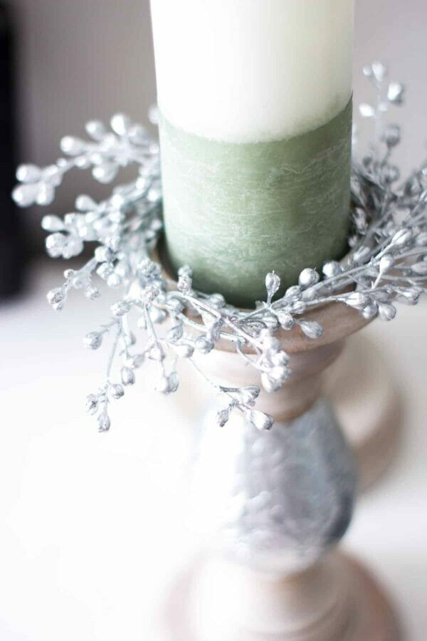 silver candle ring with green candle