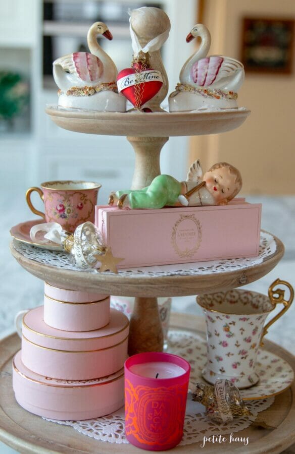 romantic vintage tiered tray 