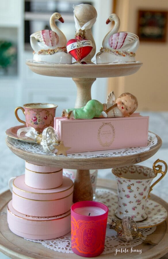 romantic vintage tiered tray 