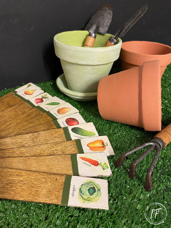 DIY garden stakes with terracotta pots