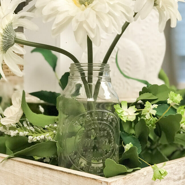 vintage jar with flowers