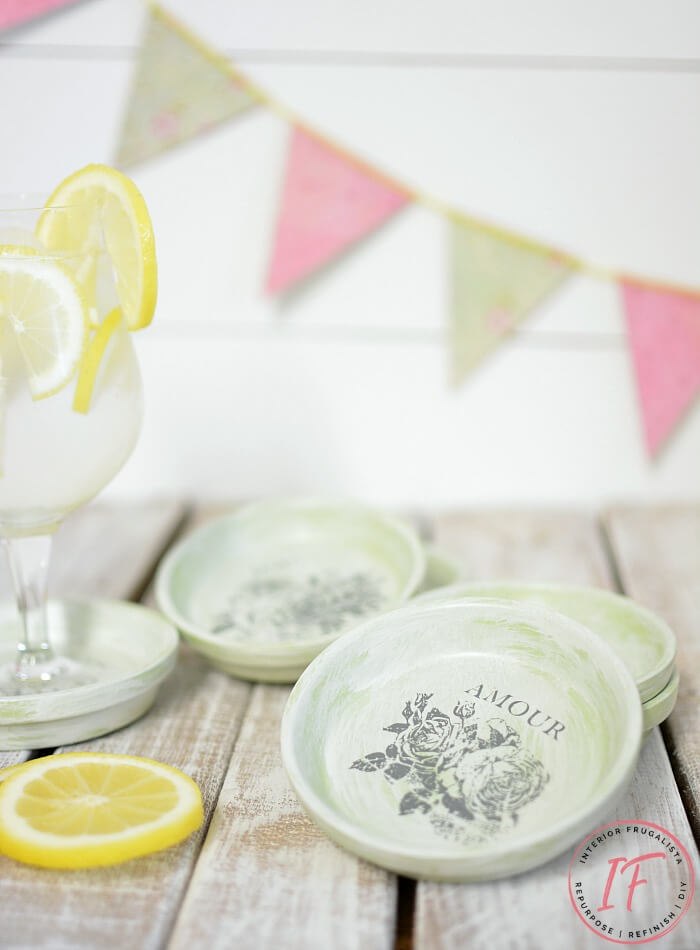party banner with DIY coasters and lemonade