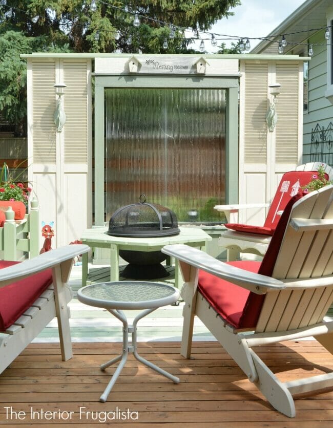 bifold screen door DIY with seating