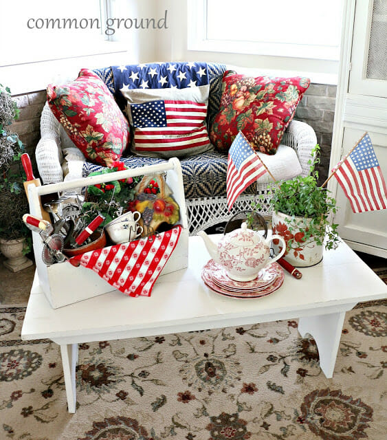 patriotic room with white coffee table