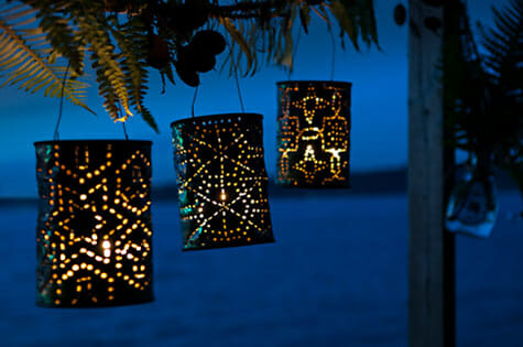 lanterns made of tin cans