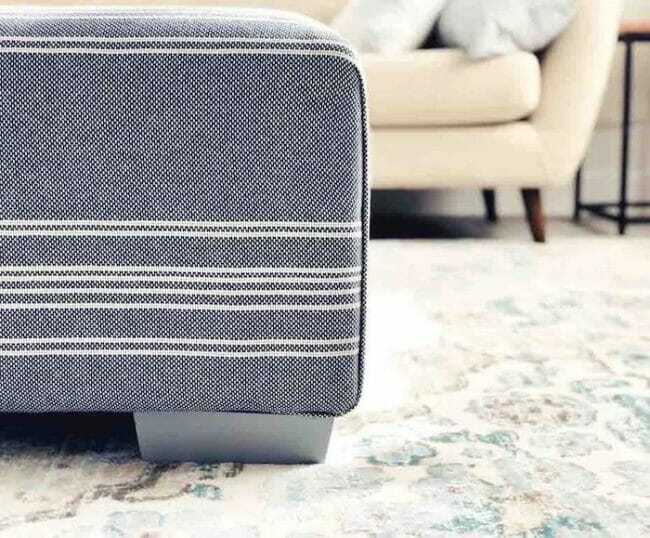 blue and white striped ottoman