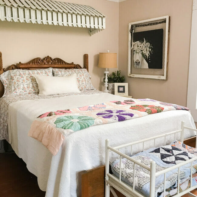 bed with awning and baby bed 