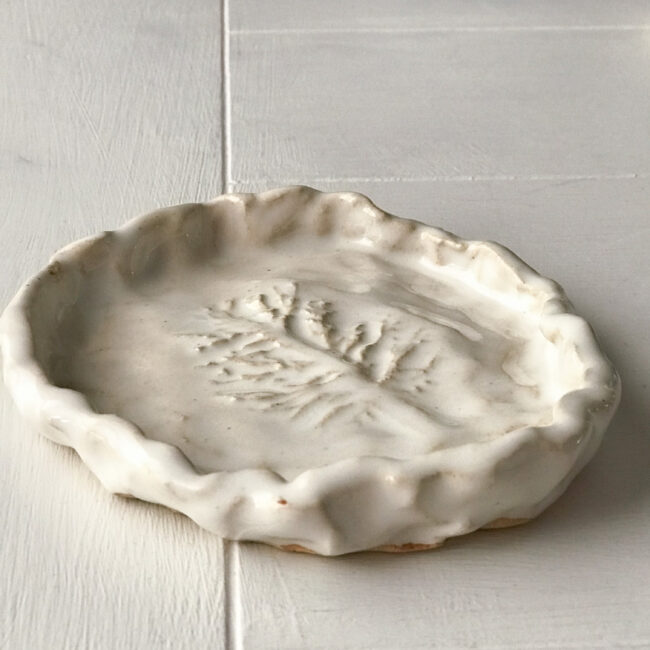 handmade soap dish with tree stamping