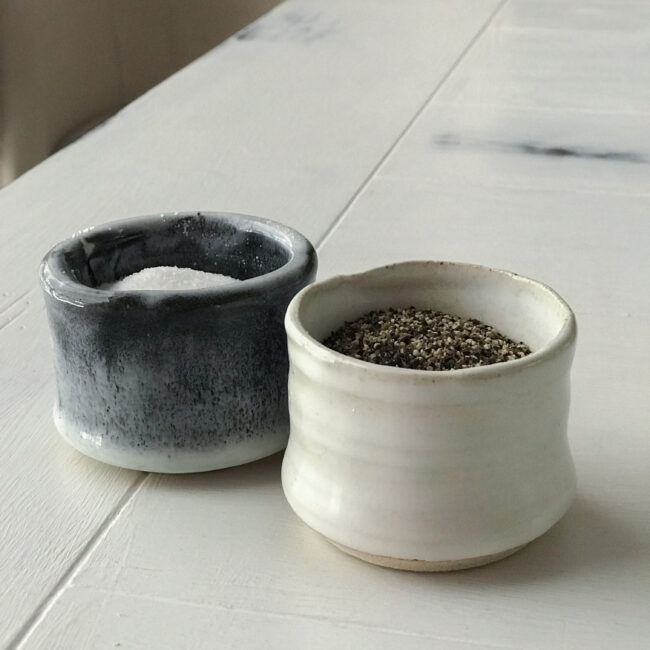 black and white salt and pepper bowls 