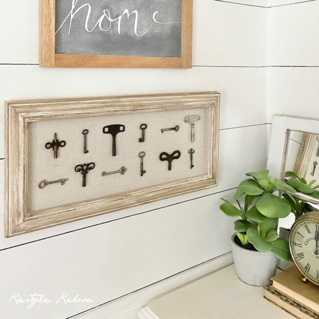 keys in a frame on wall