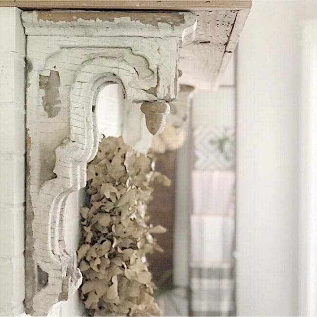 chippy corbels on mantel