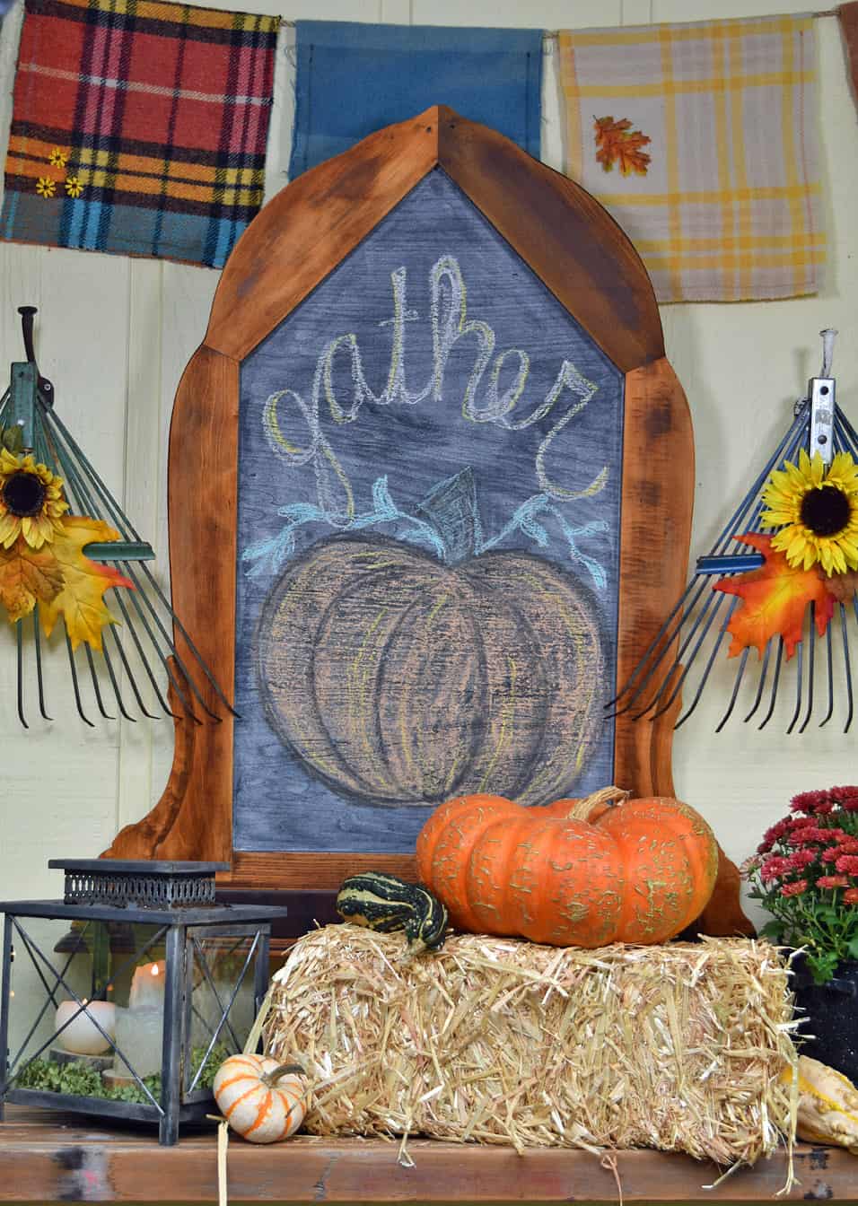 vintage chalkboard with pumpkins