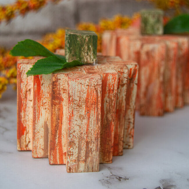 Wooden block pumpkin DIY