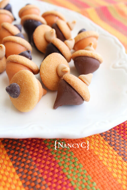 Acorn treats on white plate