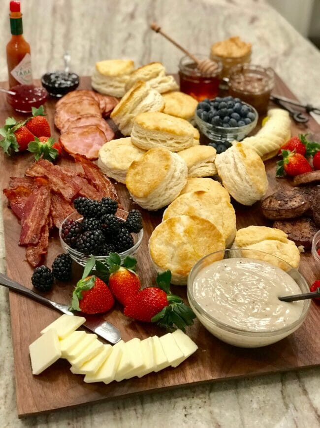 biscuit board with fruit and meats