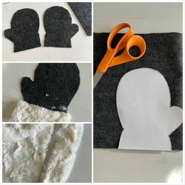 Collage of making a mitten garland