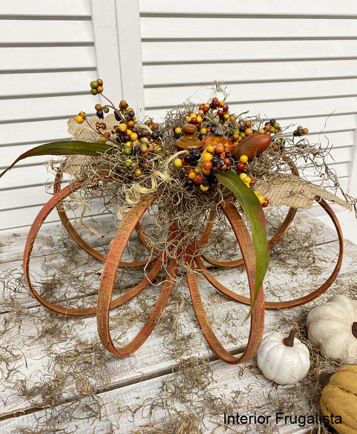 pumpkins made with moss and hoops