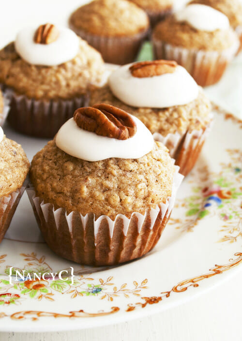 maple oat muffin with pecan on top