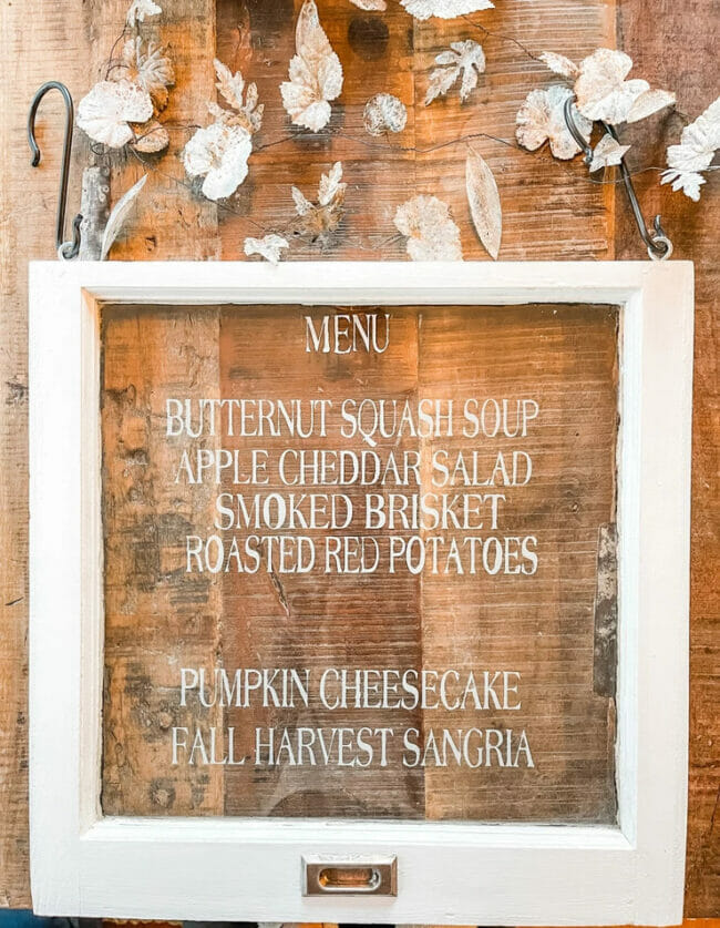 vintage window with menu listed on pane