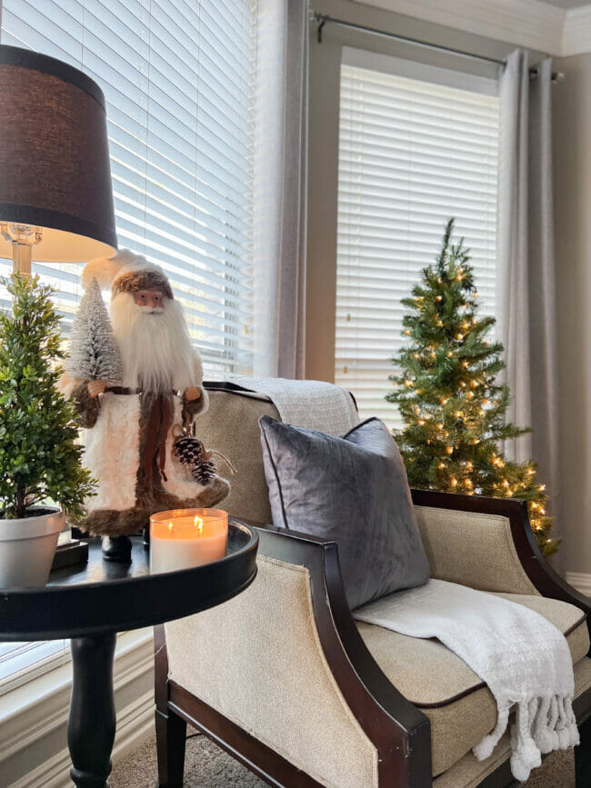 sitting area with Santa and christmas tree