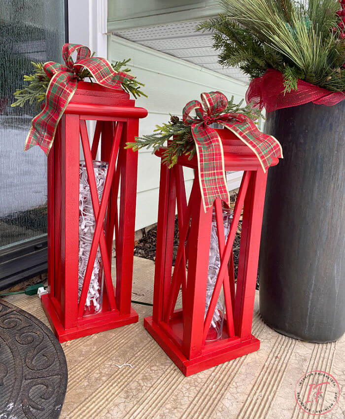 red lanterns with ribbon and lights