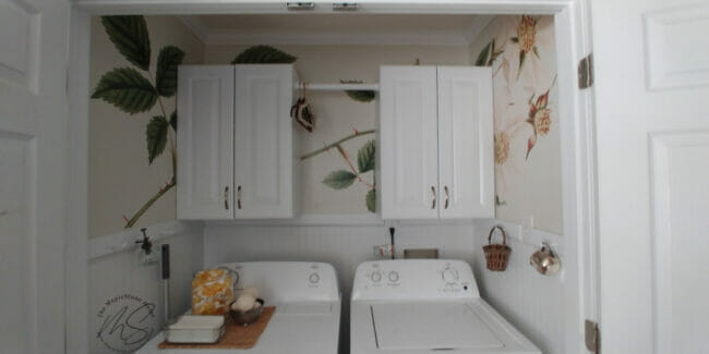 laundry room with floral wall paper