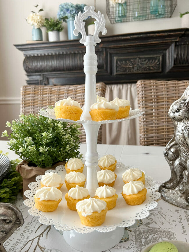 white tiered tray with lemon bites