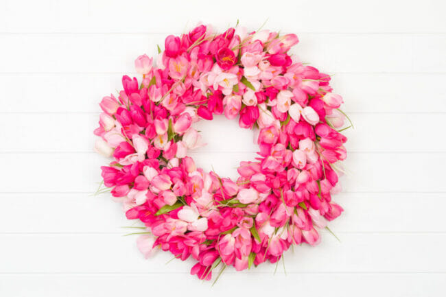 pink tulip wreath
