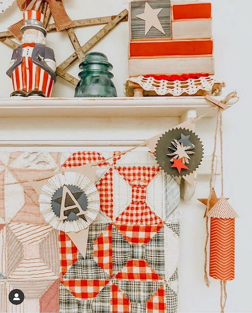 red white and blue vintage decor with banner and firecracker poppers