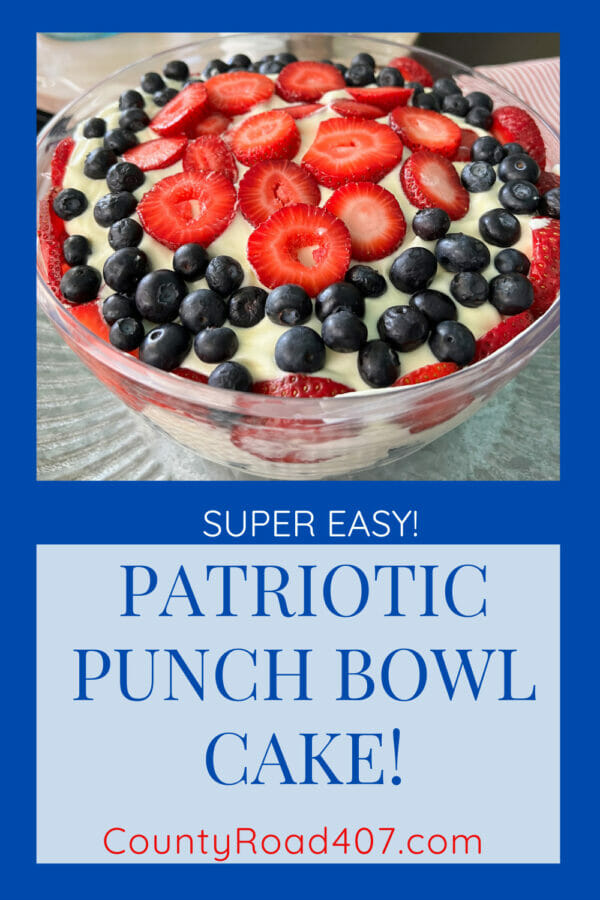strawberries and blueberries in a punch bowl pinterest graphic