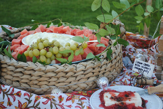 Rattan basket with fruit