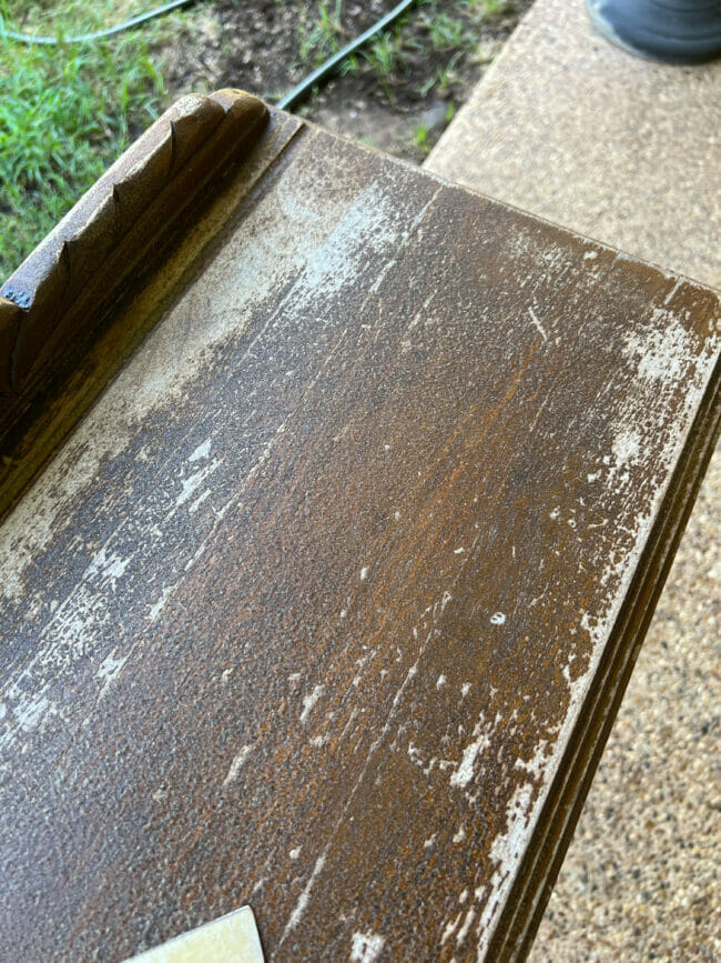 table top with some stain removed