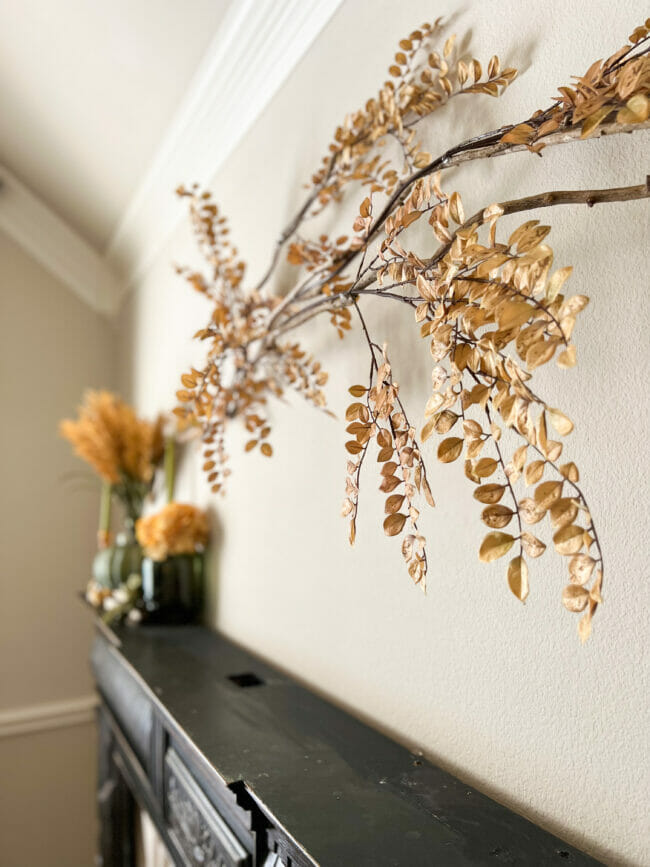 faux branch over mantel