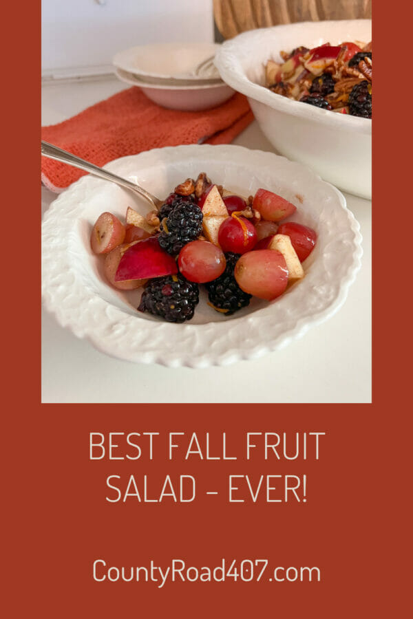 Pinterest Pinnable Image with bowl of fall fruit