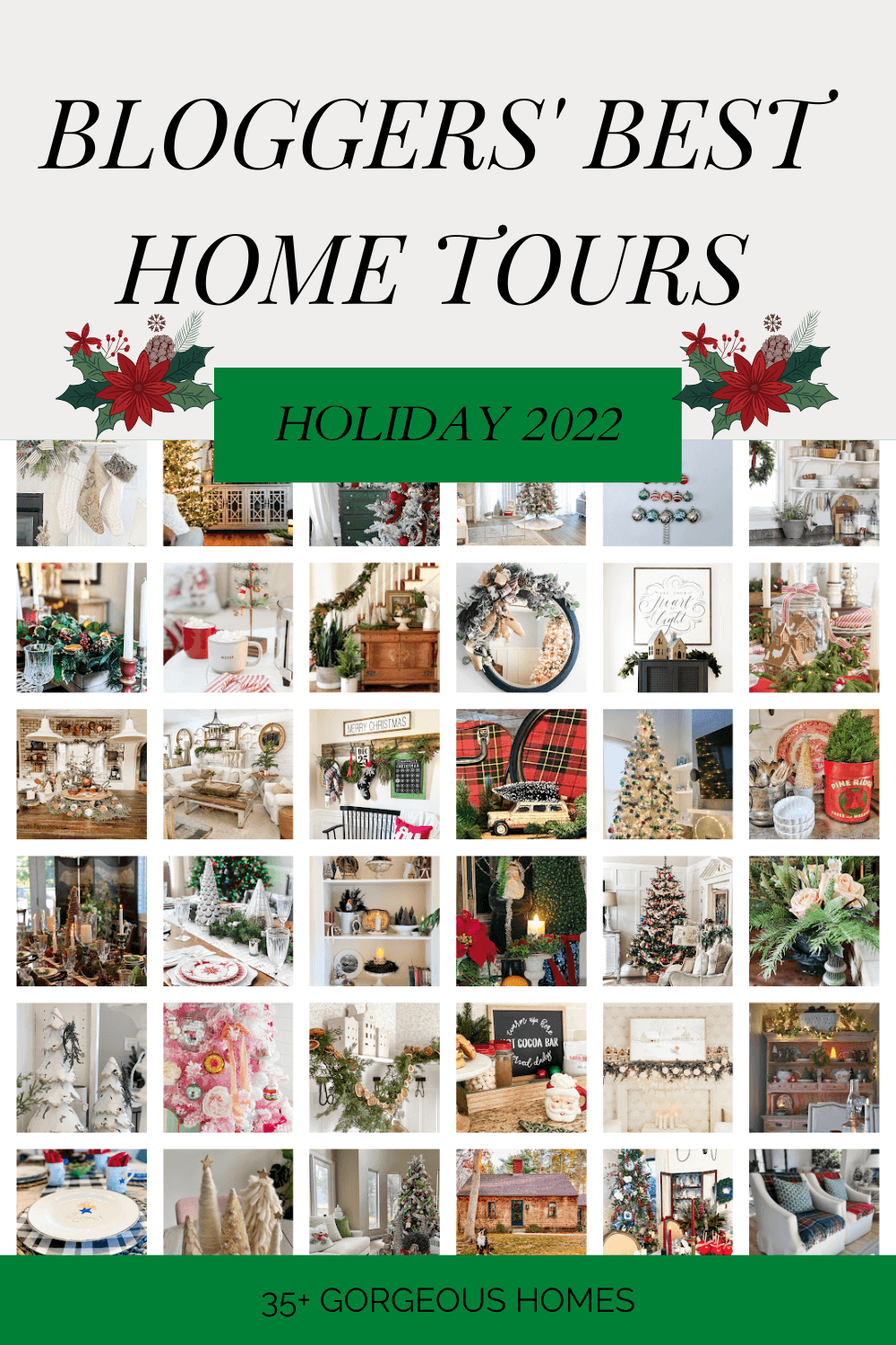 35 Christmas photos in a collage for Bloggers' Best Home Tour 