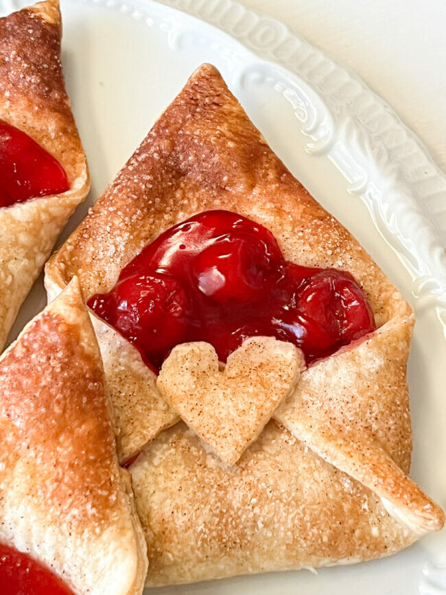 large cherry pastry envelope with heart