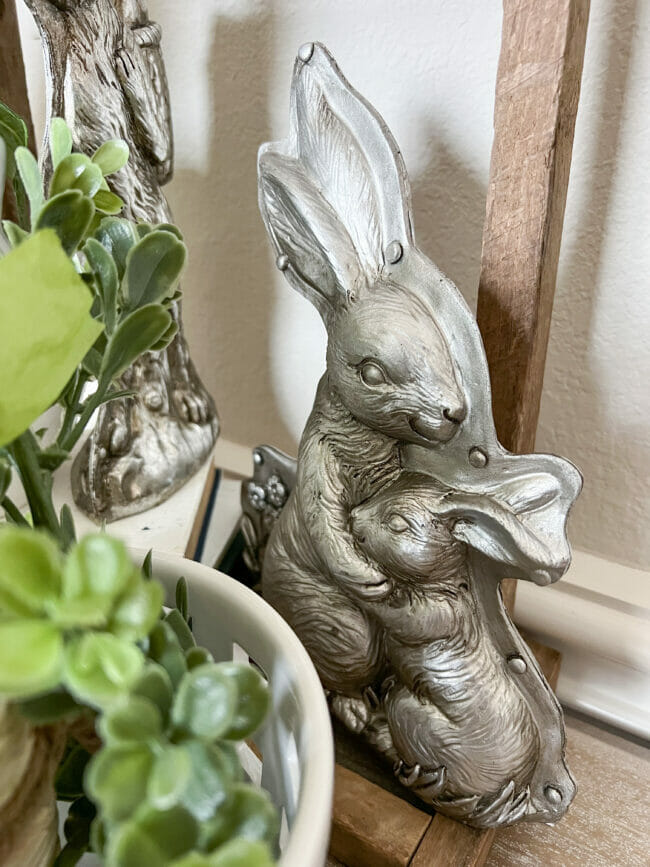 mom and baby bunny mold with greenery