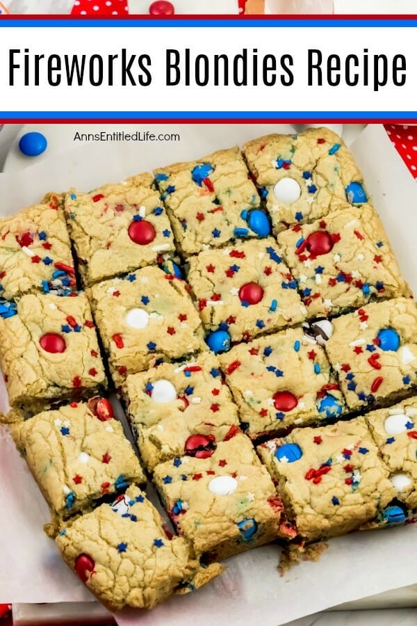 red, white and blue blondies